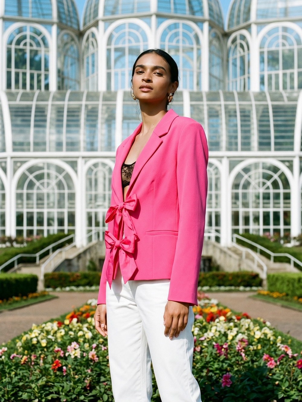 NWt Anthropologie Bright Pink Tie-Front Women's Blazer